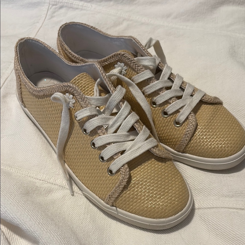 Jack Rogers Tan and White Sneakers with Perforated Design